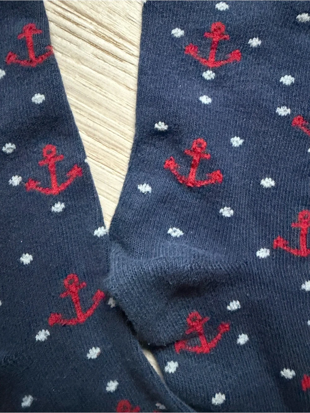 Navy Anchor Pattern Women’s  Crew Socks - Red Anchor
